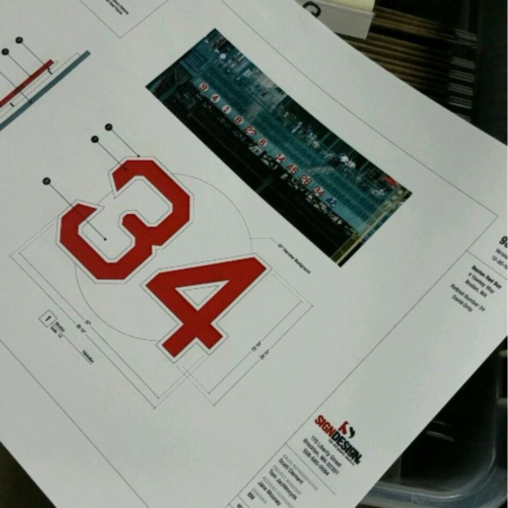 work order to create David Ortiz's number retirement at Fenway Park